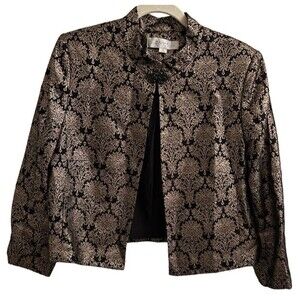 VTG Tahari Arthur S Levine Blazer Gold Metallic Lined Sz 14